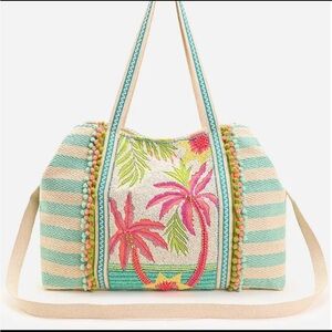 Tropical Embroidered Tote Bag